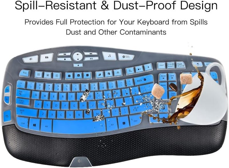 imComor Keyboard Cover for Logitech K350 MK550 MK570 Keyboard Cover Skin for Logitech K350 MK550 MK570 Wireless Keyboards Covers Skin Protector Accessories, Ombre Blue - Image 5